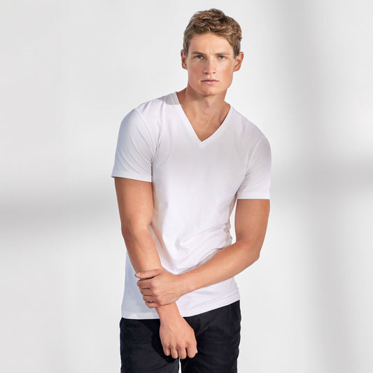 B&B, T-skjorte V-hals, 2-pack hvit