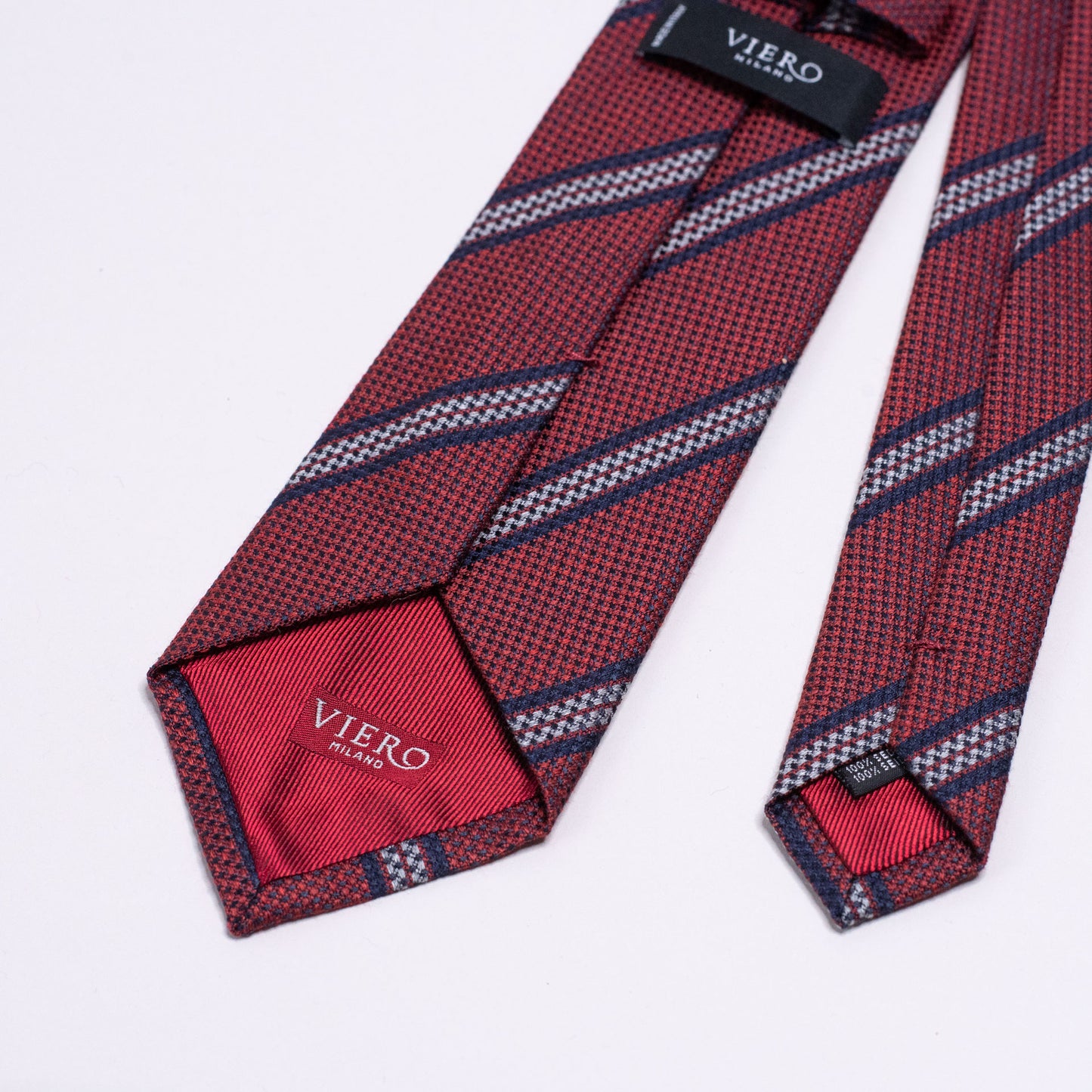 Slips, mørkerød med navy og grå striper S24016