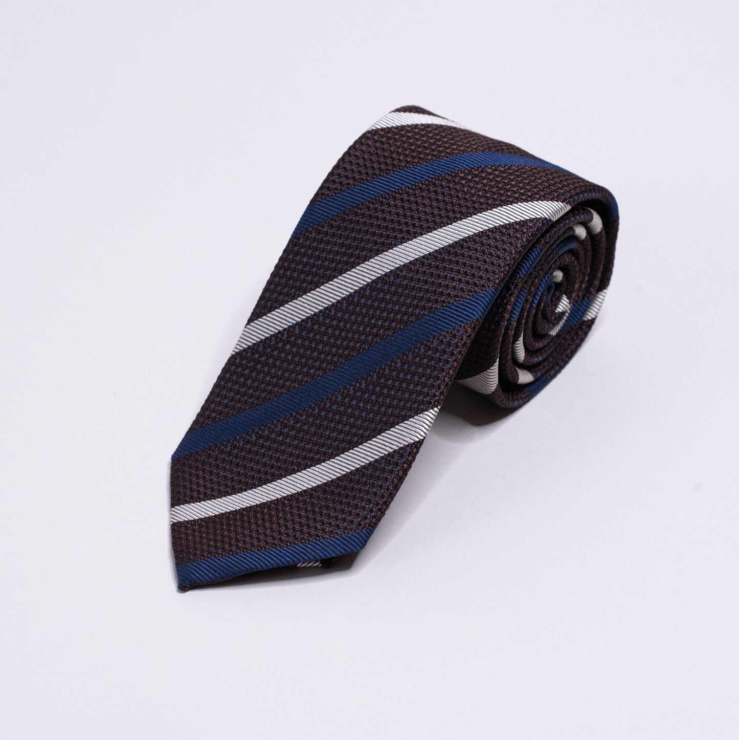Slips, brun med navy og hvite striper S24019