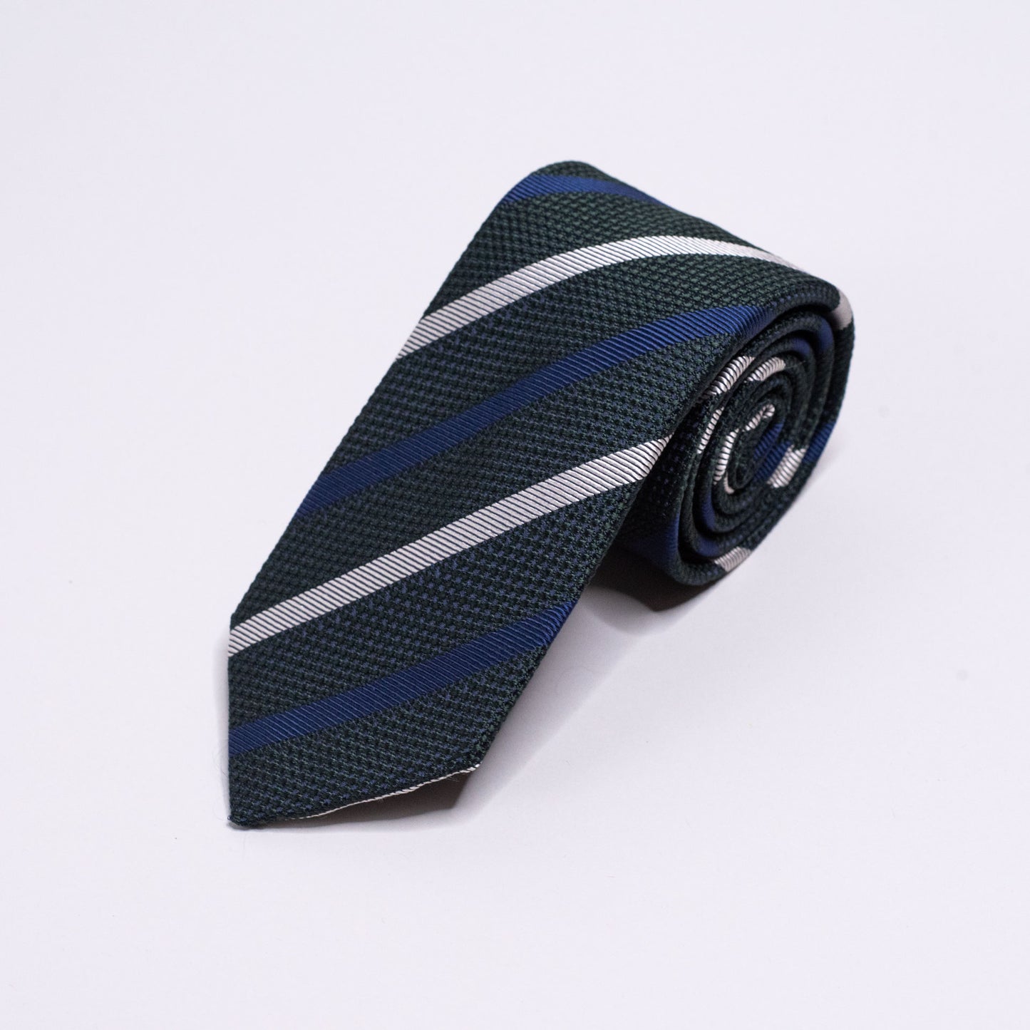 Slips, mørkegrønn med navy og hvite striper S24022