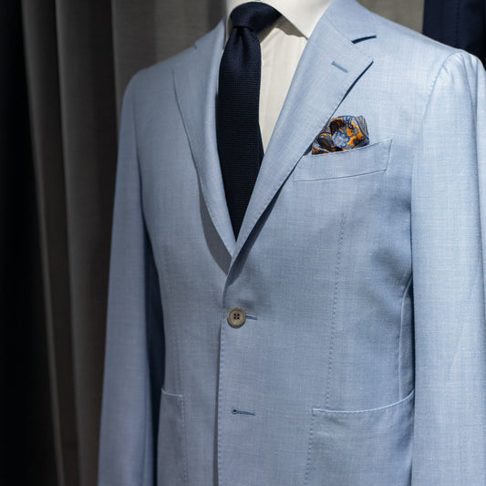 Blazer, lyseblå herringbone