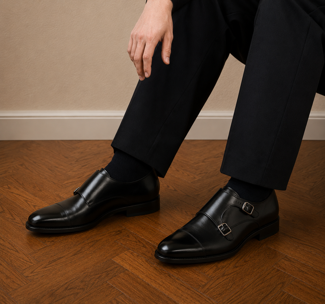 Dressko, double monkstrap Svart