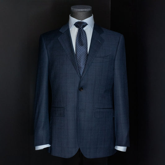 NY: Dress, Navy med svake ruter Super 110'S (art. VM9/1)