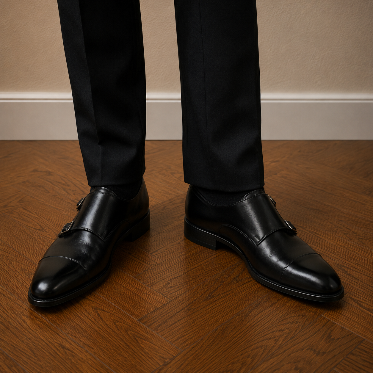 Dressko, double monkstrap Svart