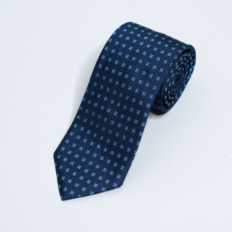 Mørkeblått slips i silke.