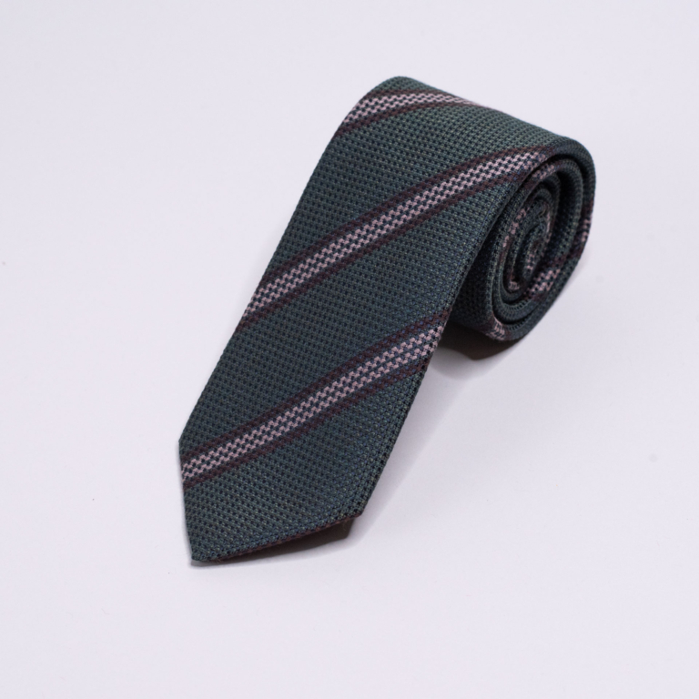 Mørkegrønt slips med striper. Menswear Oslo