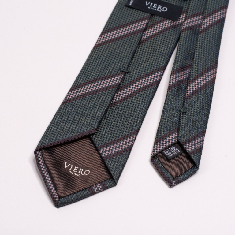 Mørkegrønt slips med striper. Menswear Oslo